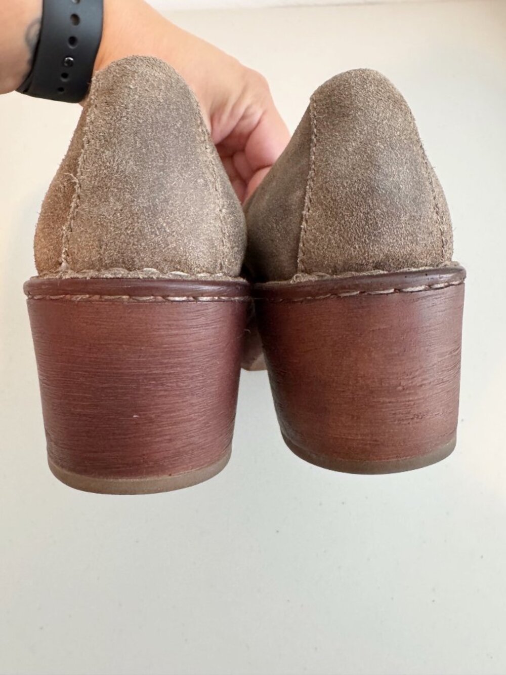 Born Toby Duo Suede Clogs Size 9 Burnished Distressed Wedge Goblincore Boho Chic - Picture 4 of 11